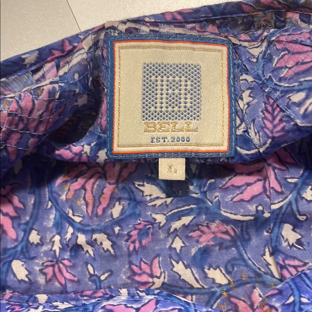 BELL Blue and Pink Leaf Pattern dress